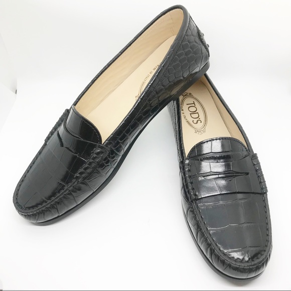 Tod's Shoes - Tod's Gommino Croc Patent Leather Loafers 39.5
